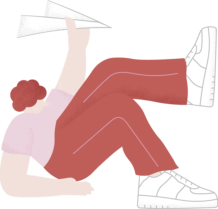 Calmo-Contact-Illustration-Send Illustration of a man flying a paper plane
